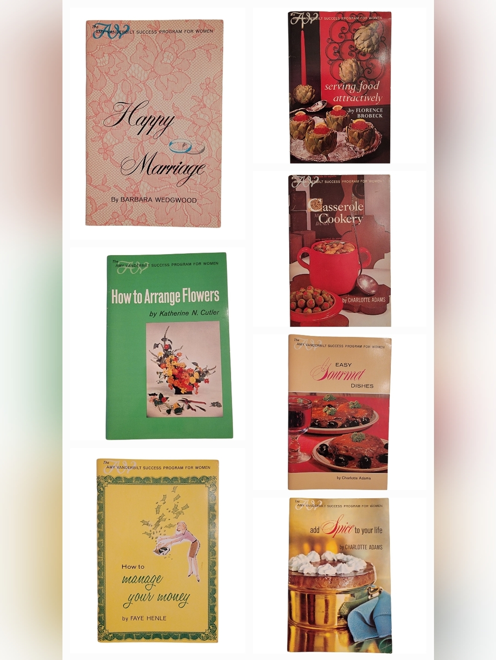 Vintage 1960s Lot Of 7 Amy Vanderbilt Success Program For Women Books